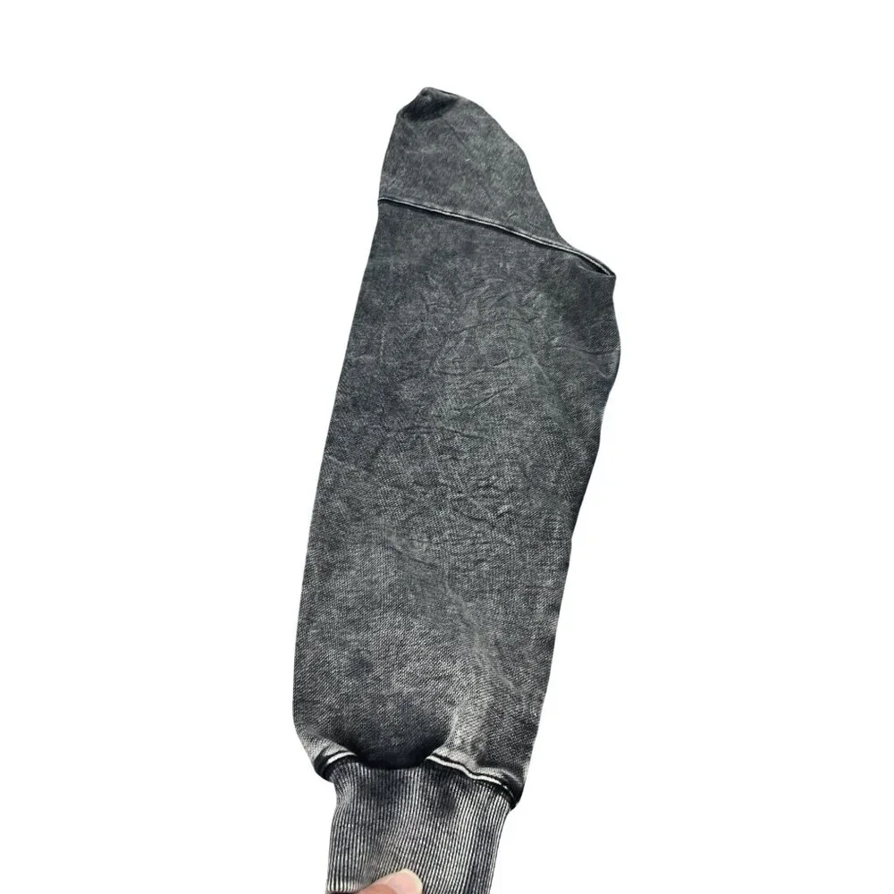 Die Authentic Distressed Die Washed Gray embroided Hoodie Sweatshirt L SKU 9333 - Picture 9 of 15